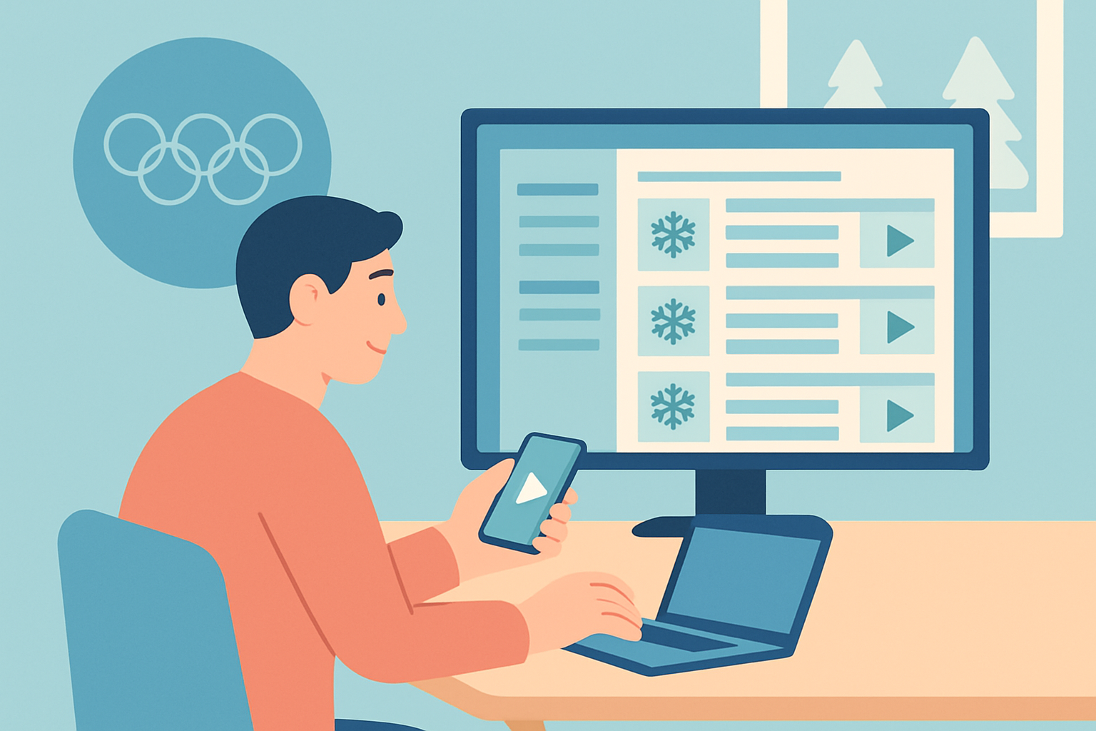 JTBC 올림픽 편성표 확인하기를 설명하는 시각적 인포그래픽