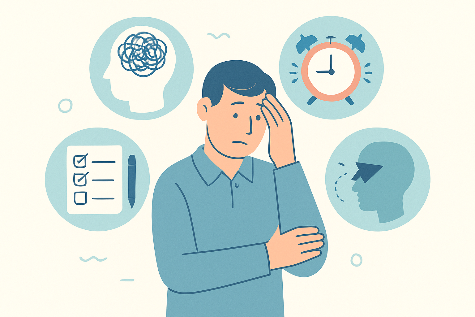 성인 ADHD의 특징를 설명하는 시각적 인포그래픽