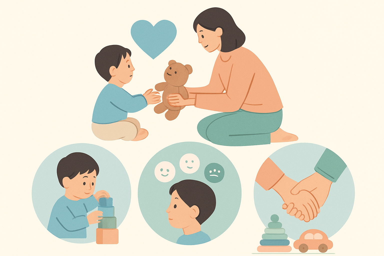 아이 정서 발달 놀이법의 개념을 보여주는 인포그래픽