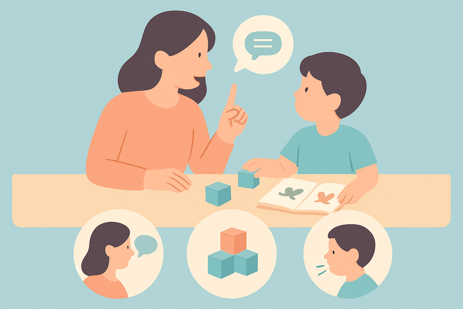 놀이법을 활용한 언어 자극를 설명하는 시각적 인포그래픽