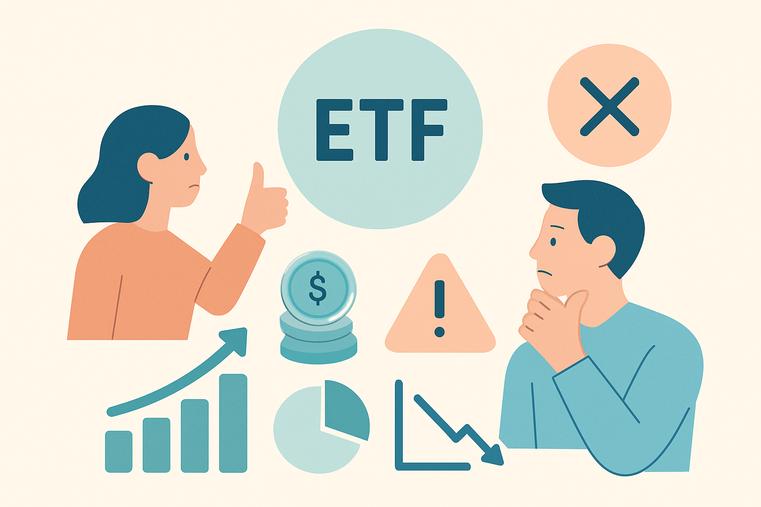 4. ETF의 장점과 주의점을 설명하는 시각적 인포그래픽