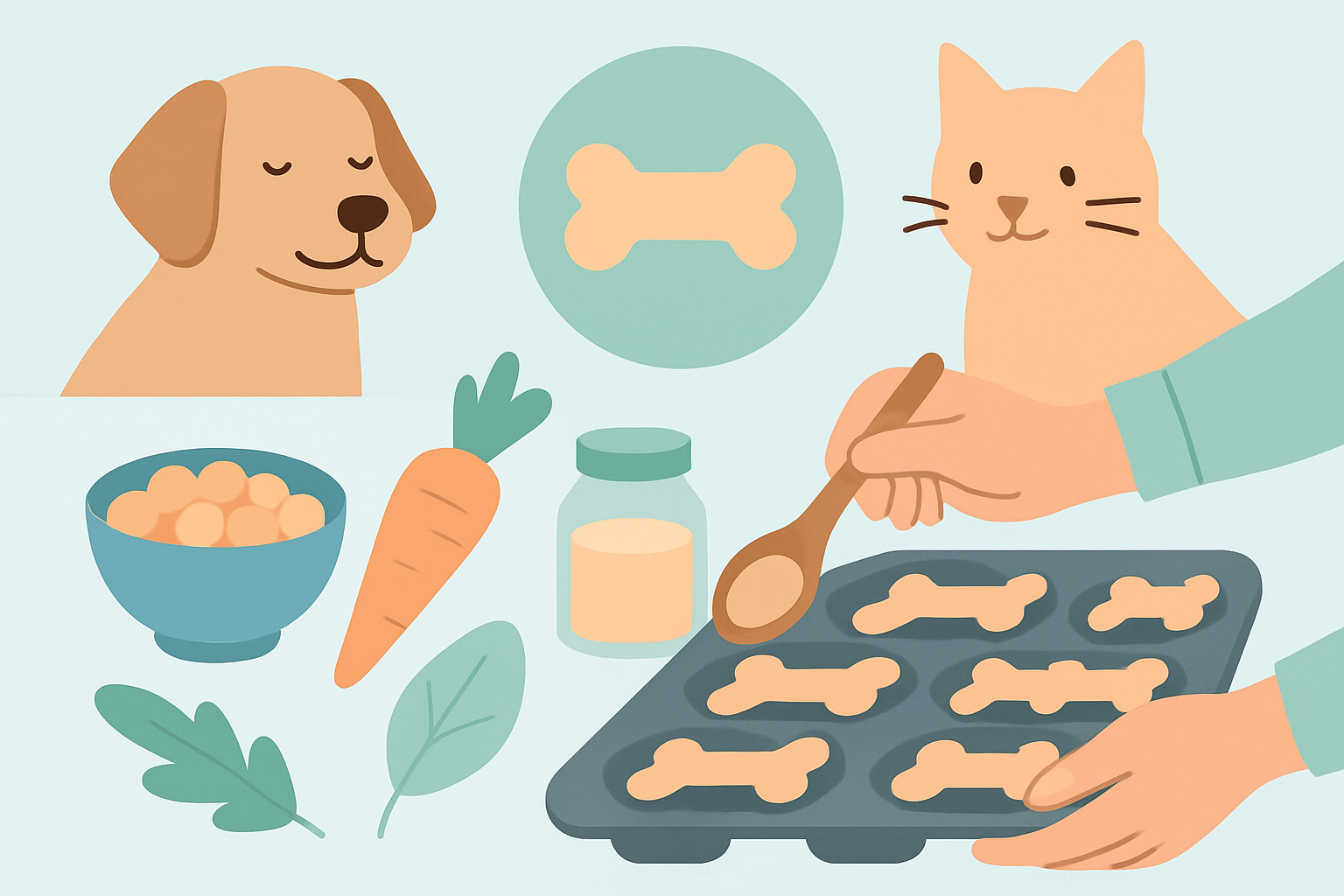 반려동물 건강 간식 만들기 - 반려동물 건강 간식 만들기의 개념을 보여주는 인포그래픽