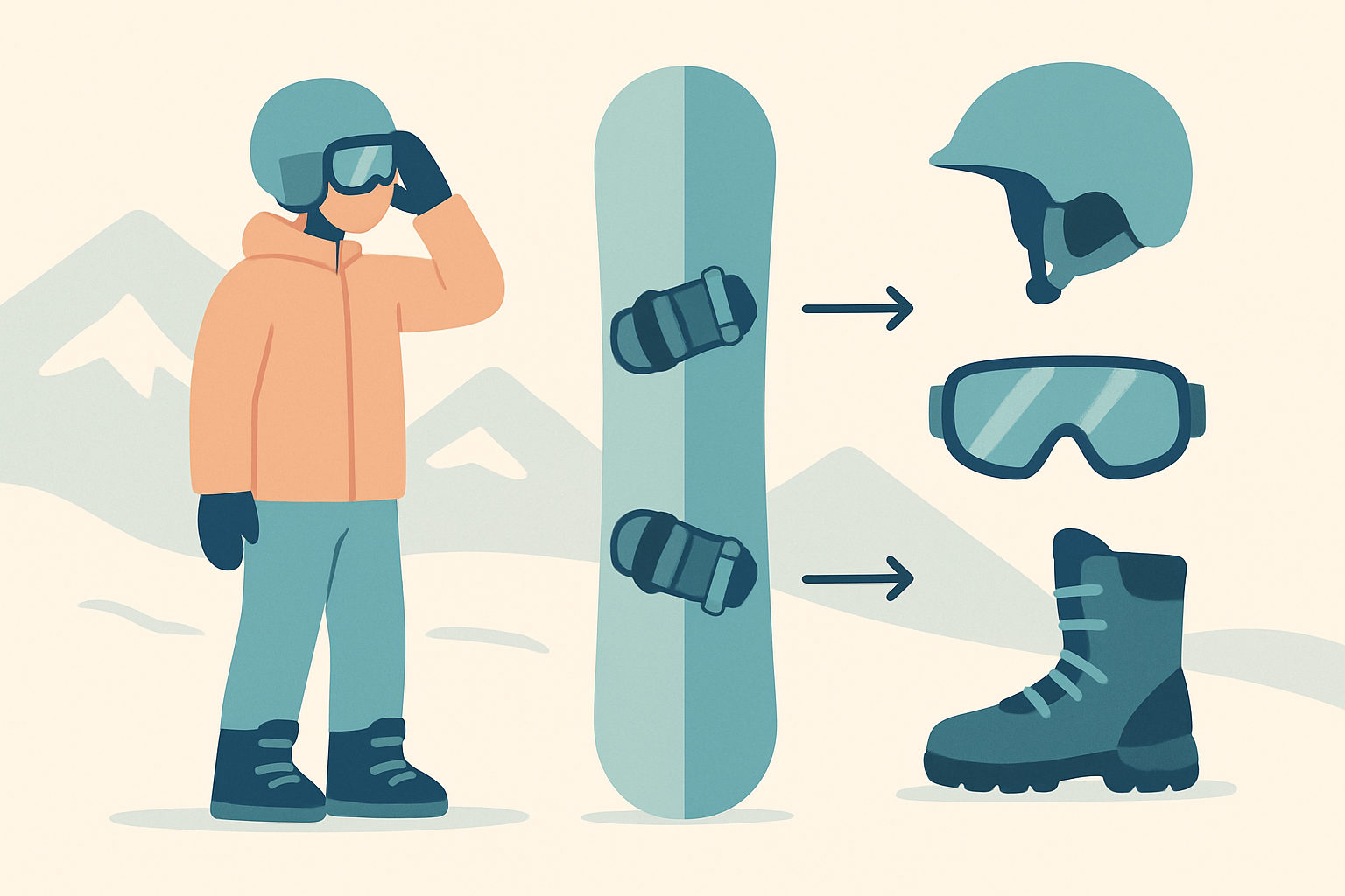 스노보드 장비 선택 가이드의 개념을 보여주는 인포그래픽